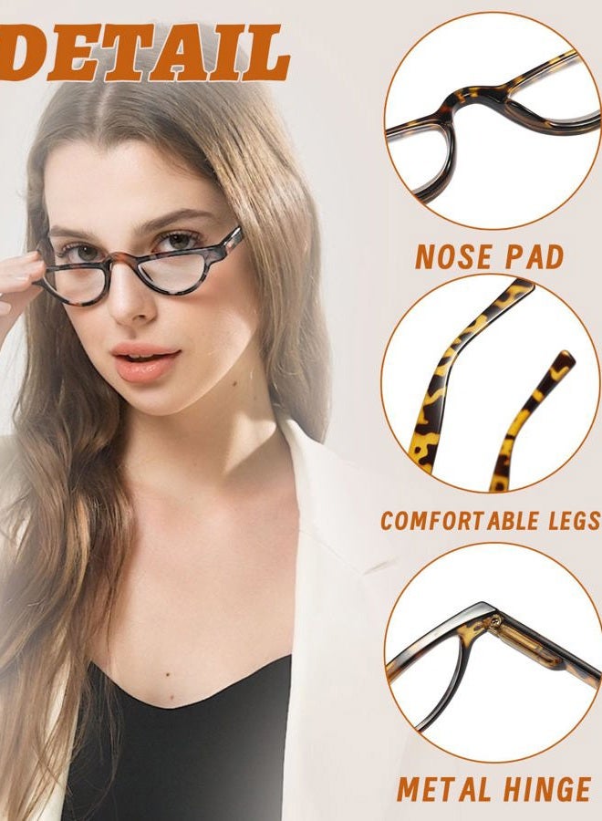 Hubeye 3 Pairs Plastic Retro Half Moon Frame Reading Glasses Lightweight Spring Hinge Women and Men Reader +2.0 - Image 4