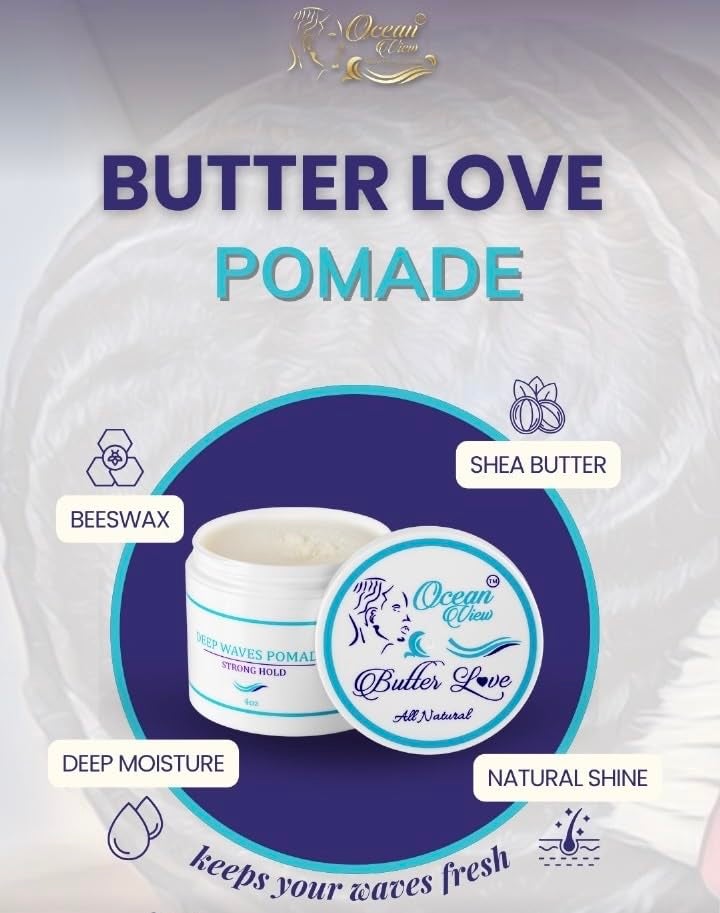 OCEAN VIEW DEEP WAVES POMADE Butter Love, 360 Wave Grease for Men Promotes Layered Waves, Moisture, Control and Silky Shine â€“ All Natural Wave Cream with Shea Butter and Beeswax for Wolfing (4 oz) - Image 3