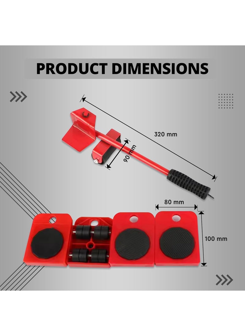 ONEFLESH ONEFLESH Unique Gadgets Furniture Lifter Mover Tool Set Heavy Duty 150kg Capacity 360 Rotation 4 Pads Wheels for Furniture Moving  - Image 3