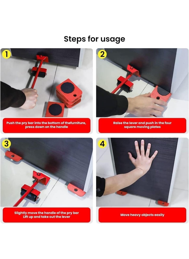 ONEFLESH ONEFLESH Unique Gadgets Furniture Lifter Mover Tool Set Heavy Duty 150kg Capacity 360 Rotation 4 Pads Wheels for Furniture Moving  - Image 2