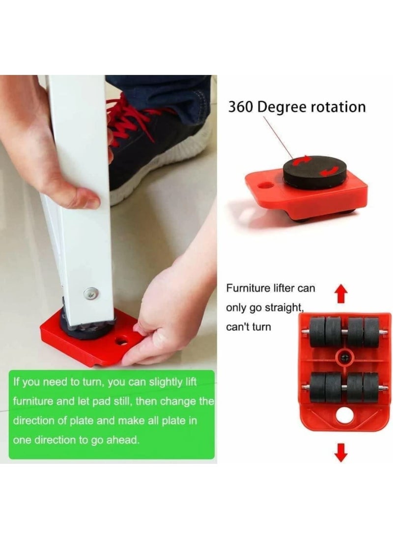 ONEFLESH ONEFLESH Unique Gadgets Furniture Lifter Mover Tool Set Heavy Duty 150kg Capacity 360 Rotation 4 Pads Wheels for Furniture Moving  - Image 5