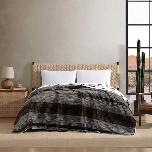 Wrangler - Twin Size Blanket, Super Soft & Reversible Plush Fleece Bedding, Throw Blanket for Couch or Bed (Nash Stripe Brown) - Image 1