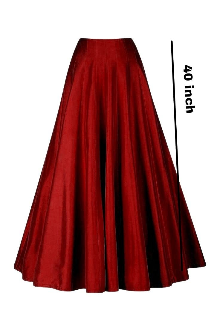 JANAK Girl's Ghera Kali Long Silk Skirt (Mahroon), Free Size, Magenta - Image 2