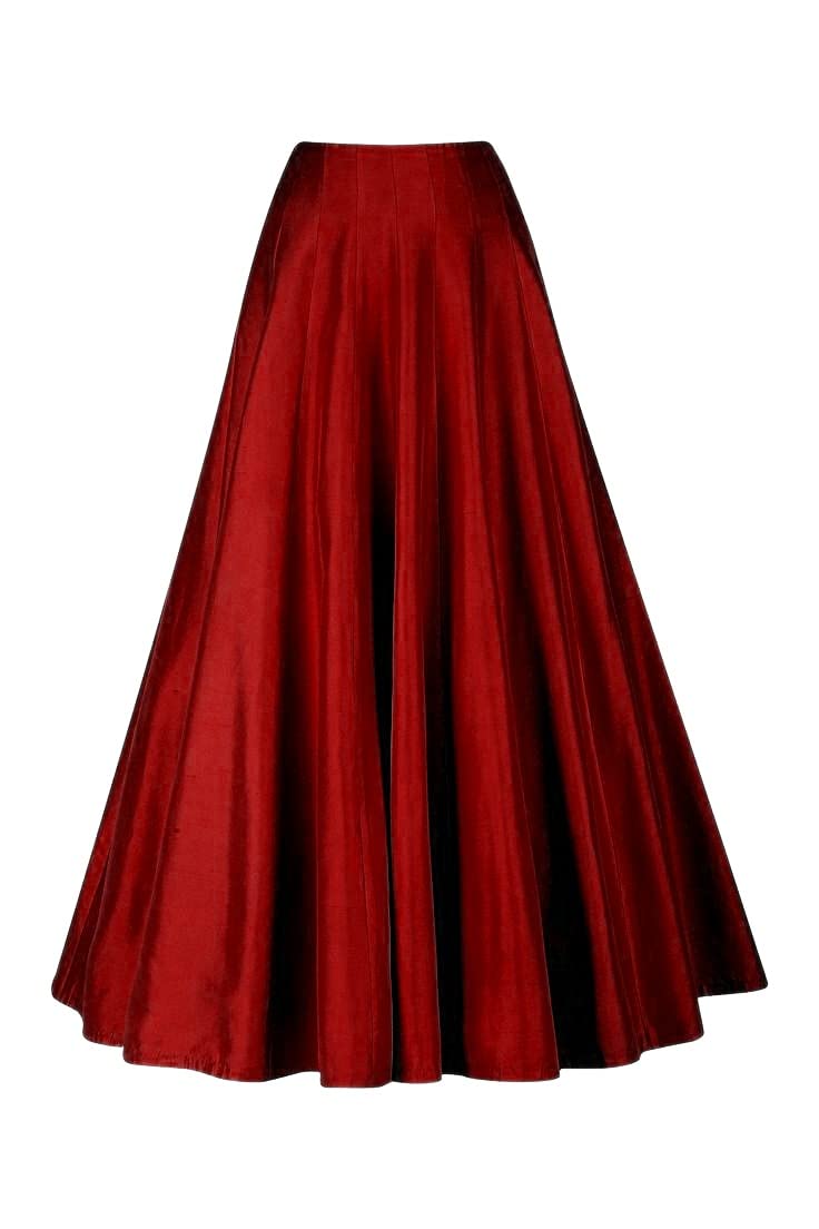 JANAK Girl's Ghera Kali Long Silk Skirt (Mahroon), Free Size, Magenta - Image 3