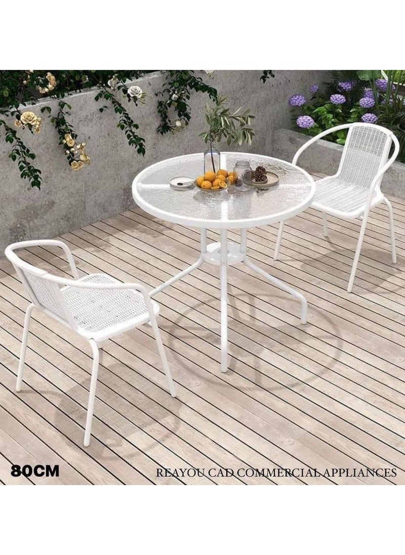 DubaiGallery - Camp Furniture Outdoor Balcony Small Table Chair Set Leisure White Combination Folding Household Tea - Image 1