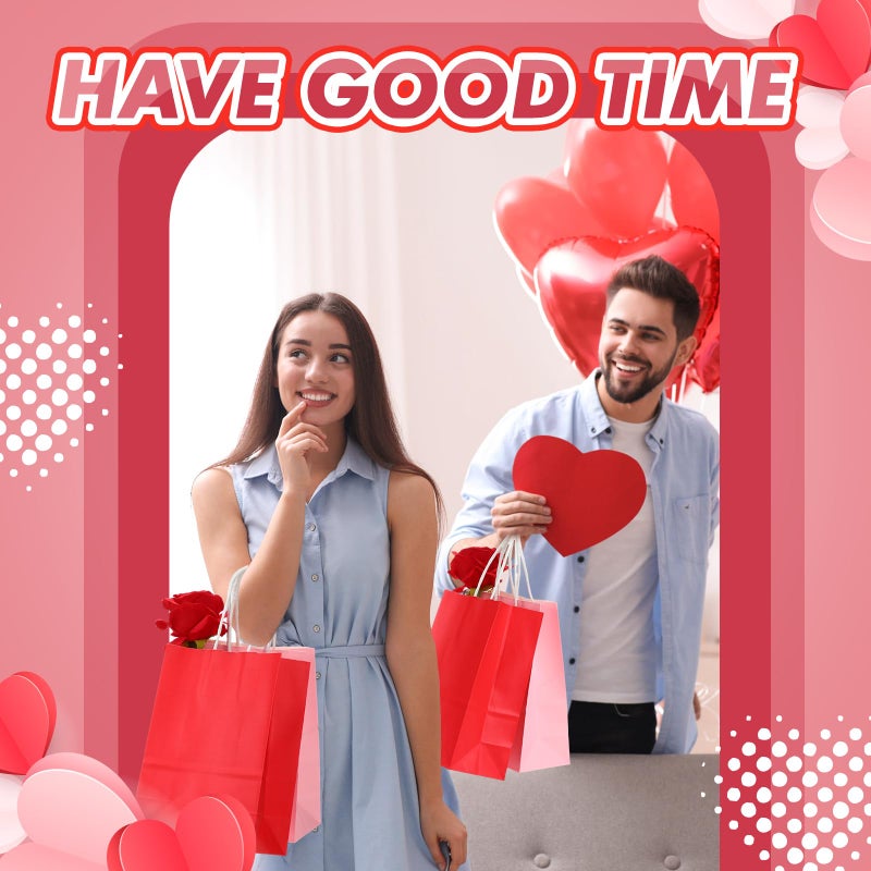 Chivertion 100 Pcs Valentine Red Pink Paper Gift Bags Bulk with Handles, 8.27 x 5.91 x 3.15 Inches Small Party Favor Bags Goodies Bag for Valentine's Day, Wedding, Birthdays, Small Business, Shopping - Image 4