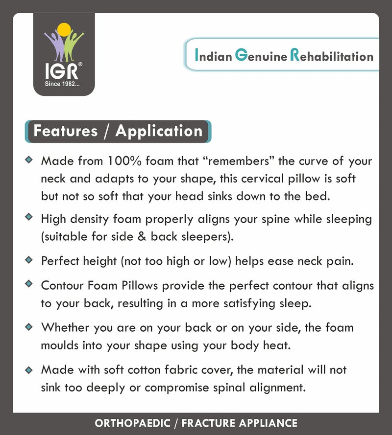 IGR وسادة عنق IGR بتصميم مائل | وسادة فوم، وسائد فوم طبية تدعم آلام الرقبة والكتف أثناء النوم مع غطاء قابل للغسل - 1 قطعة - Image 3