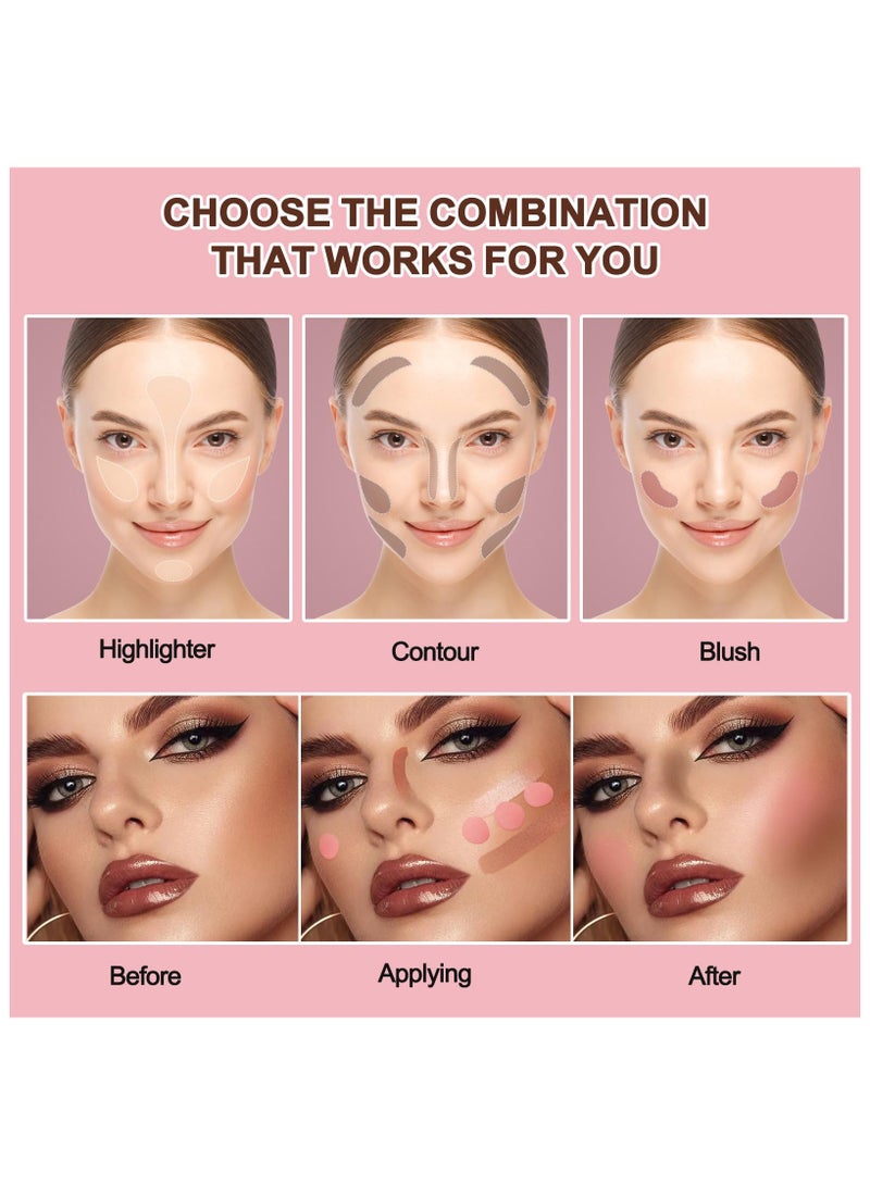 SYOSI مجموعة مكياج عصا كونتور كريمة 3 قطع، درجات مع عصا هايلايتر، عصا بلاشر وعصا كونتور برونزر لتفتيح، تحديد الخدين، غير دهنية، مقاومة للماء وتأثير طويل الأمد (#02،06،09) - Image 4