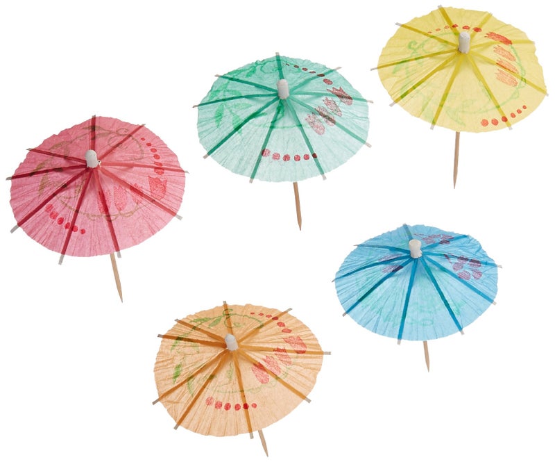 PuTwo PartyWoo 3.9" Cocktail Parasols Cocktail Umbrella Sticks Party Frilled Sandwich, Appetizer, Cocktail Picks Party Supplies Plates Cake Drink Picks 144 Count - Multicolor