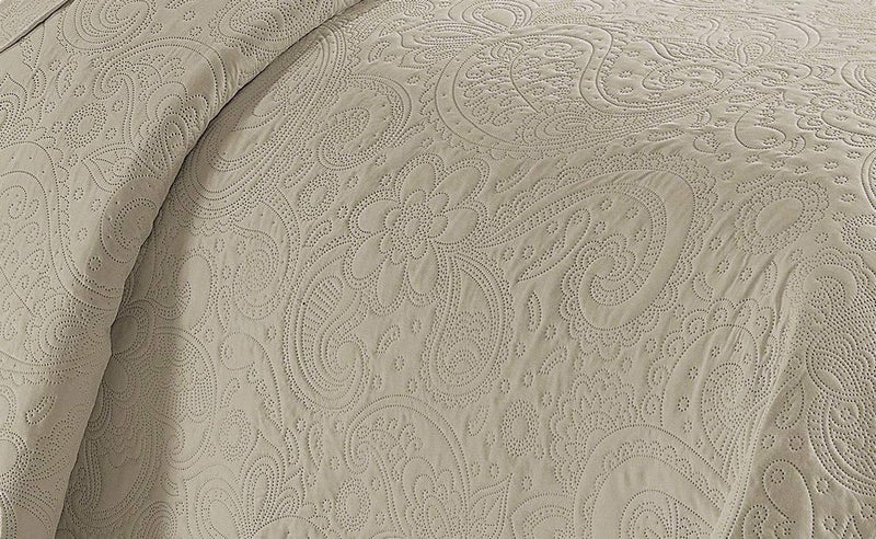 Linen Plus Embossed Coverlet Bedspread Set Oversized Solid Beige King/California King Bed Cover Bedding New # Dana - Image 2