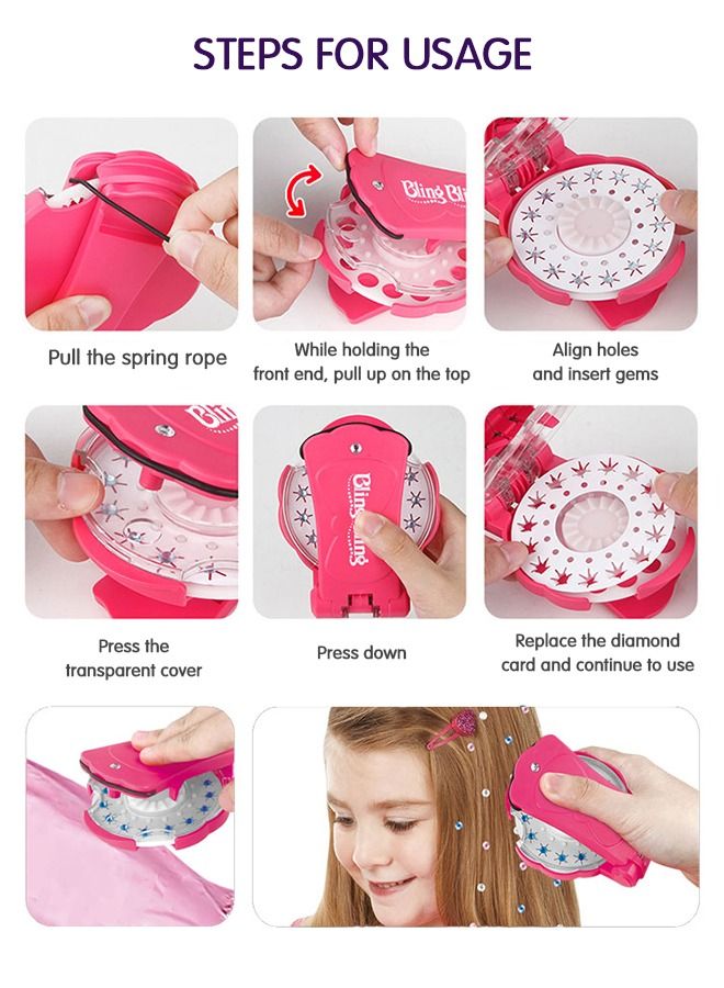 GROIC Hair Decorative Set, Dressing Toy，Girls Stick Drill Toy with Rhinestones, Bling Makeup Toy, Comes 180 Sparkling Gems  - Image 4