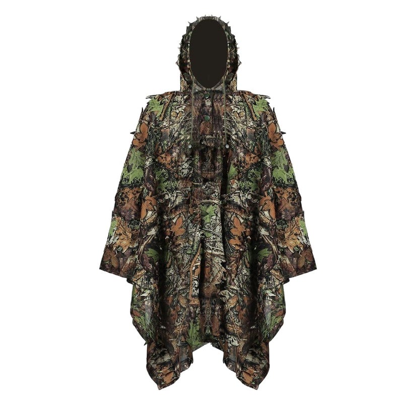 Proberos ® 3D Leaf Ghillie Suit Camouflage Hunting Clothing - Woodland Camo Poncho for Military Training, Bird Watching, Outdoor Photography & Tactical Operations - Image 1