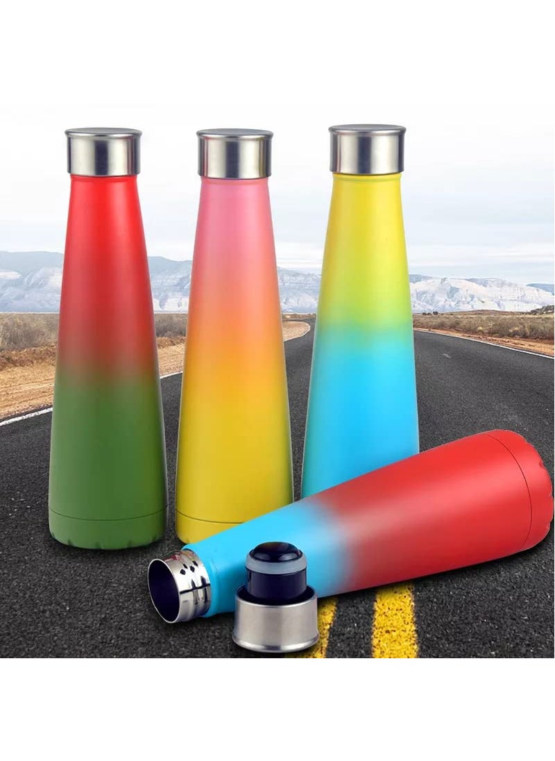 STAR WORK - STAR WORK Flowers Stainless Steel Vacuum Insulated Water Bottle Flask Thermal Sports Chilly 500ML Double Wall Coke Direct Drinking Cup (Gradient) - Image 1
