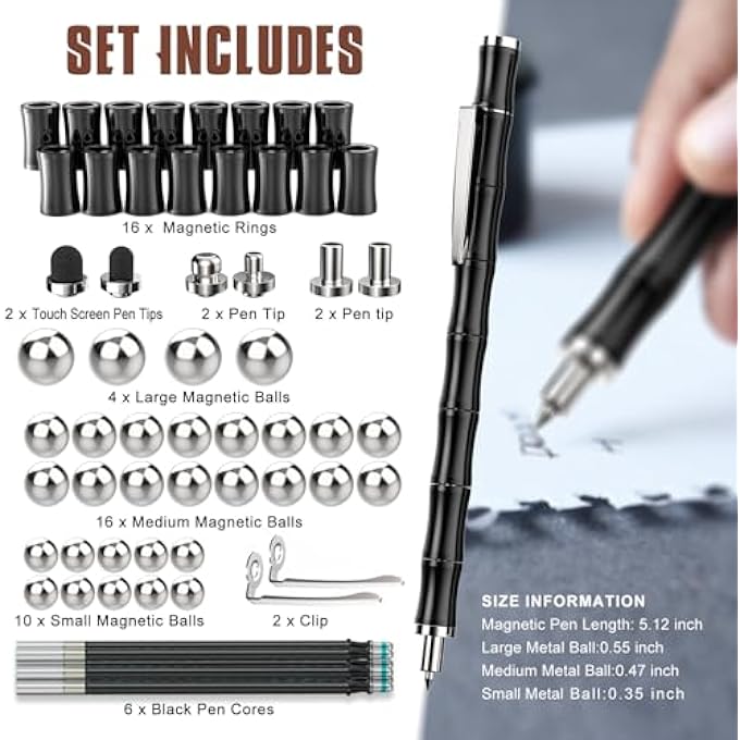 Tigerhu Fidget Pen, Cool Stuff with Ballpoint Pen, Multifunctional Fidgets Stress Toy for Bedrooms Men Women, Fidget Toys for 6+ Year Old Boy Girls Teenage Kids, Magnet Cool Pens - Image 2