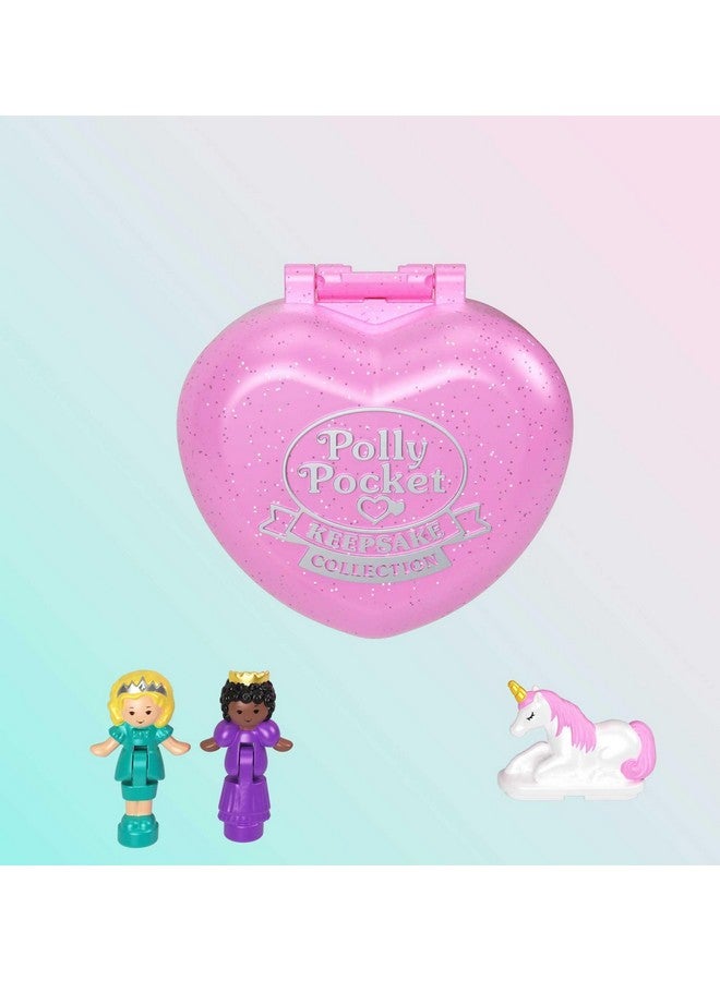 Polly Pocket مجموعة بولي بوكيت الجامعية مع دميتين، مجموعة تذكارية لملحقات مجوهرات الكرة الملكية، لعبة قابلة للجمع بموضوع قلعة اليونيكورن - Image 5