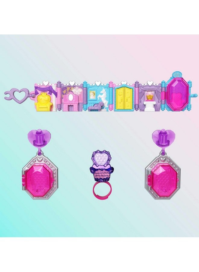 Polly Pocket مجموعة بولي بوكيت الجامعية مع دميتين، مجموعة تذكارية لملحقات مجوهرات الكرة الملكية، لعبة قابلة للجمع بموضوع قلعة اليونيكورن - Image 4