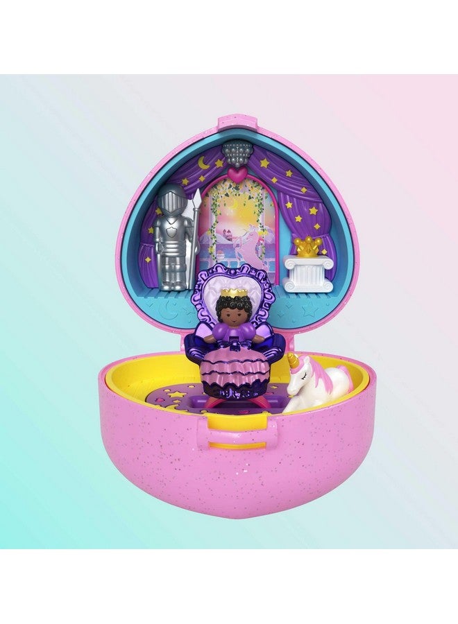 Polly Pocket مجموعة بولي بوكيت الجامعية مع دميتين، مجموعة تذكارية لملحقات مجوهرات الكرة الملكية، لعبة قابلة للجمع بموضوع قلعة اليونيكورن - Image 3
