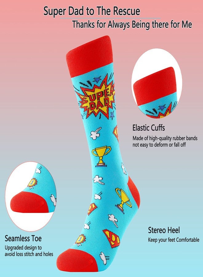 BISOUSOX Father's Day Gifts from Daughter Wife for Dad Stepdad Boyfriend Grandpa Papa, Best Super Dad Socks Funny Crazy Socks - Image 3