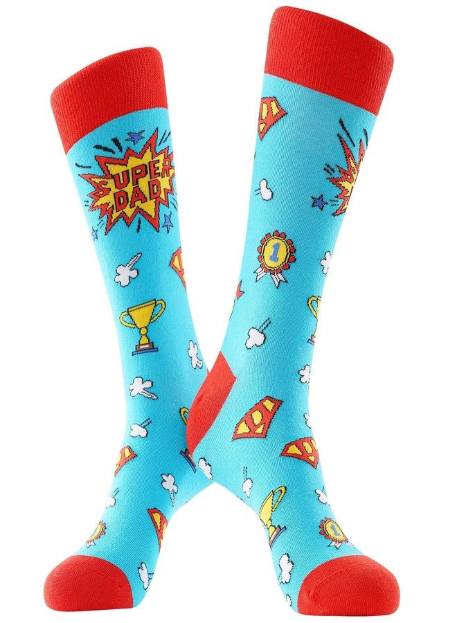 BISOUSOX Father's Day Gifts from Daughter Wife for Dad Stepdad Boyfriend Grandpa Papa, Best Super Dad Socks Funny Crazy Socks - Image 1