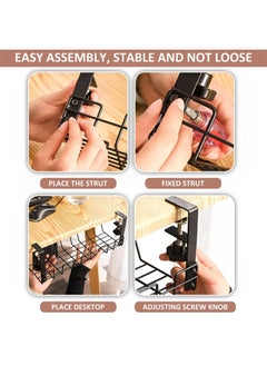 Generic Cable management tray, under-desk organiser, no drilling and screws required, with clips, for desktop cable management, office, home computer cable holder  - Image 5