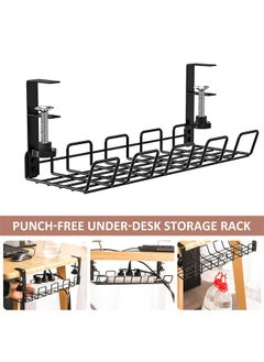 Generic Cable management tray, under-desk organiser, no drilling and screws required, with clips, for desktop cable management, office, home computer cable holder  - Image 1