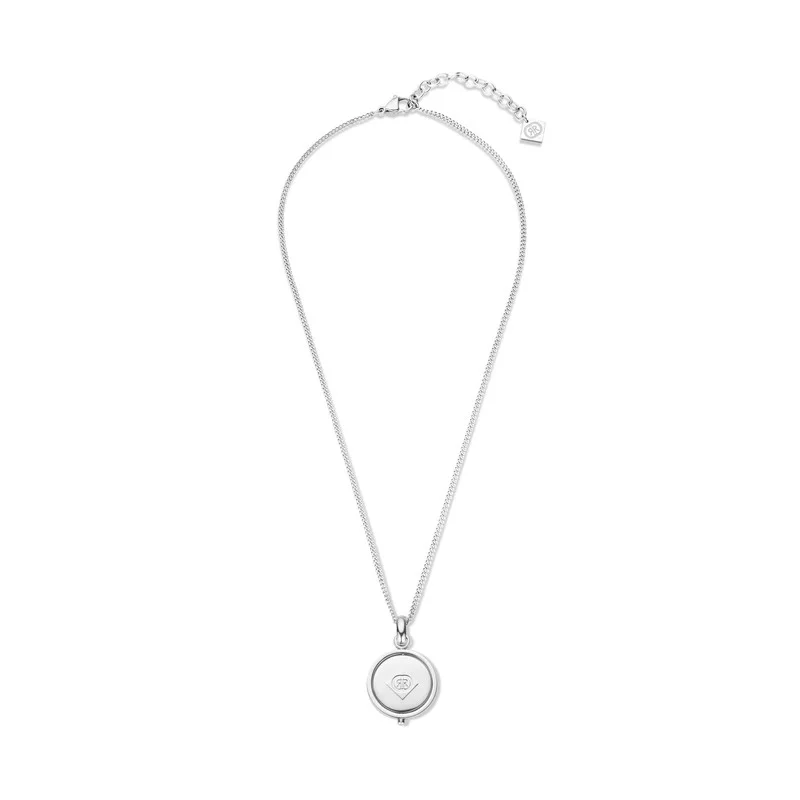 CERRUTI 1881 Medalion Stainless Still Silver Neck Lace with Blue Lapis Lazuli