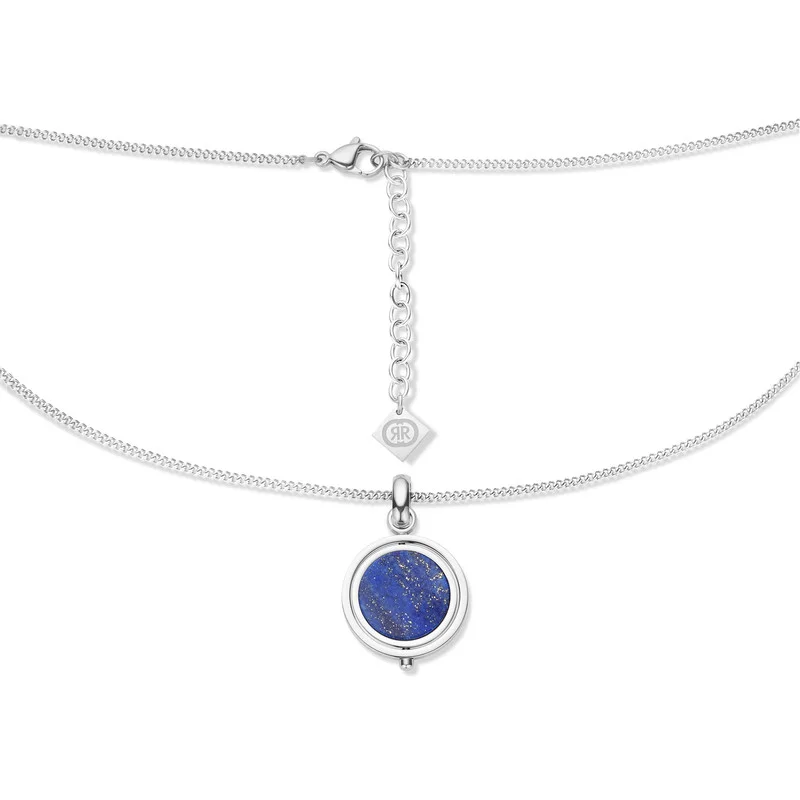 CERRUTI 1881 Medalion Stainless Still Silver Neck Lace with Blue Lapis Lazuli