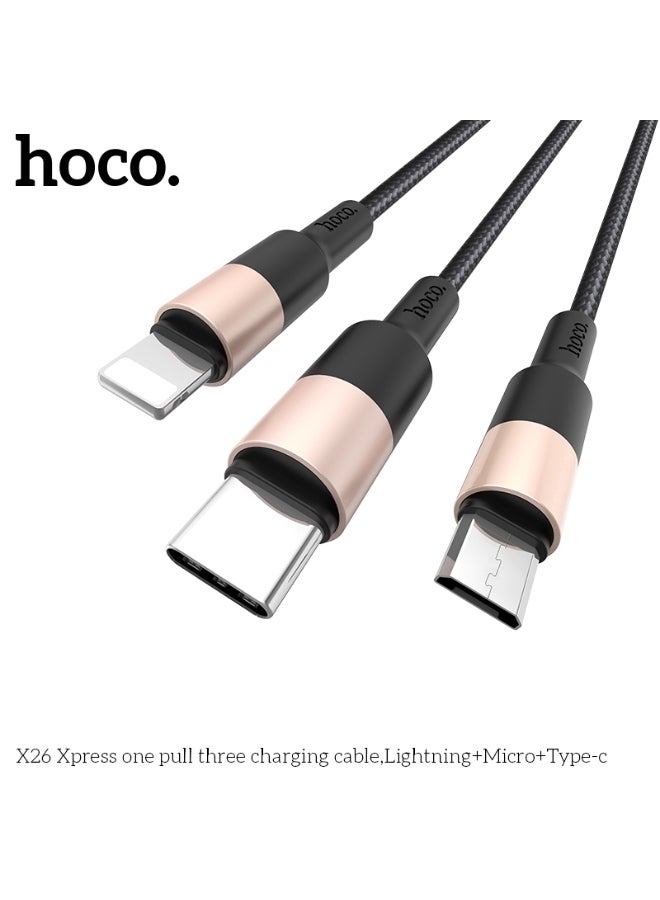 Hoco X26 Xpress Cable USB to Lightning-Micro-USB Type-C - Image 3