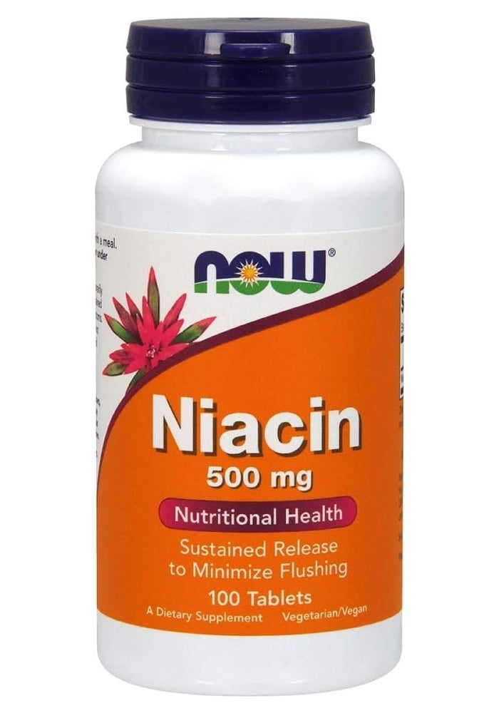NOW Foods Niacin 500mg Sustained Release Tablets - 100 Count - Image 1