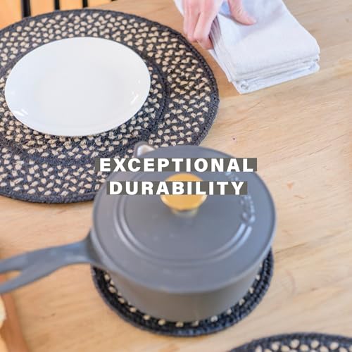 Homespice Manchester Oval Table Runner - 11"x36", Black & Tan - Handcrafted with Jute - Rich Colors, Easy to Clean, Durable and Protects Furniture - Image 5