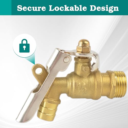 TecoKart® Tap with Lock, Brass Garden Tap 1/2 Inch for Home and Outdoor, Lockable Water Taps with Outdoor Faucet Locks - Image 4