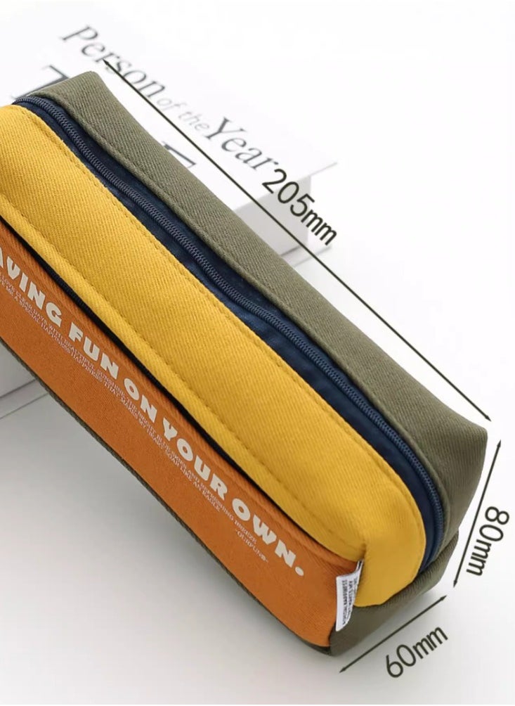 Generic - High Appearance Pencil Case For Girls, Large Capacity, Multi-layer, Niche, Non Collision Style, Simple Color Matching Pencil Case For Girls, Internet Famous, Multifunctional Stationery Storage, Orange Color - Image 1