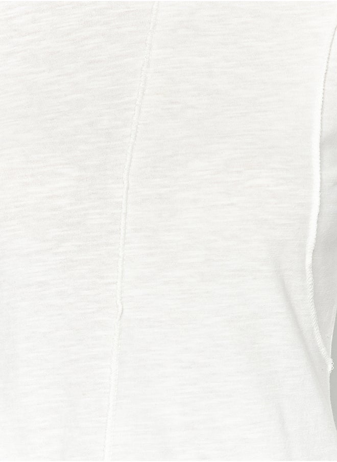 trendyol - Ecru Stitching Detailed Crew Neck Slim Fit Knitted T-Shirt TWOAW24TS00009 - Image 1
