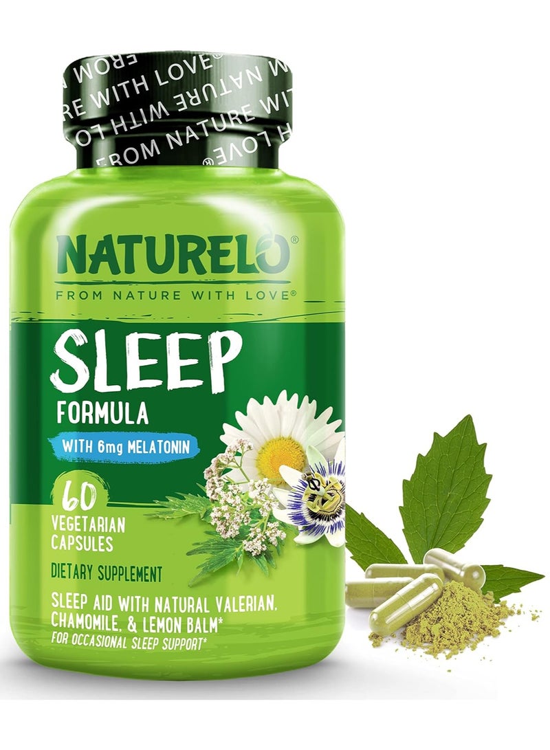 ناتوريلو مساعد النوم الطبيعي من ناتوريلو - مع الميلاتونين والمغنيسيوم والجابا وجذر الناردين وبلسم الليمون ومستخلصات البابونج - أفضل مساعد طبيعي للنوم - 60 كبسولة نباتية