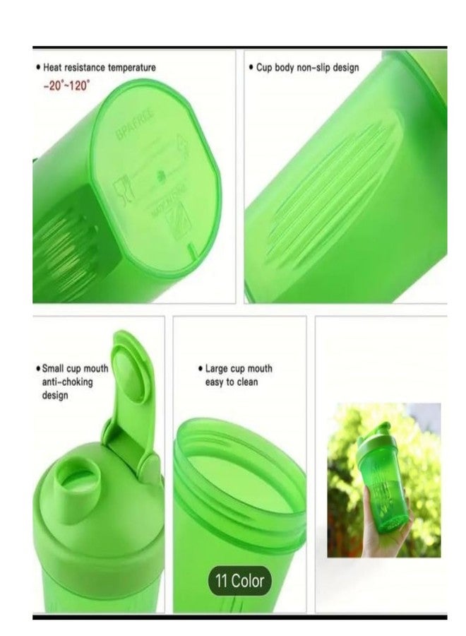 BKDRL Shaker Bottle for Protein Powder w. Classic Loop Top & BPA free,Secure Screw-On Lid, Stay Open Flip Cap,BPA Free-16oz (Green/Clear-16Oz-400ML) (SKER-BTL) - Image 2