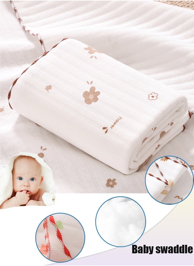 Berma Baby Baby swaddle, newborn bathrobe, super soft newborn swaddle, 80*80cm bed blanket, children's quilt, baby stroller blanket, soft hug blanket, super absorbent blanket, light, foldable (flower)  - Image 1