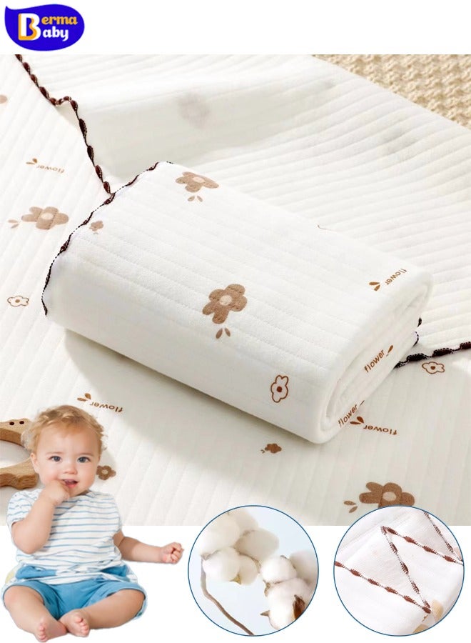 Berma Baby Baby swaddle newborn bathrobe, super soft newborn swaddle, 85*85cm bed blanket, children's quilt, baby stroller blanket, soft hug blanket, super absorbent blanket, light, foldable (flower)  - Image 1