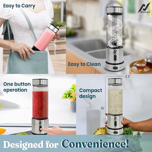 NexLev Portable Blender for Smoothies Milkshakes Crushing Ice Juices | 6 Leaf Stainless Steel Blade | 3000 mAh Battery | Type C Rechargeable | Mix Fruit Juicer | 450ml | For Kitchen & Travel | PB-01 - Image 3
