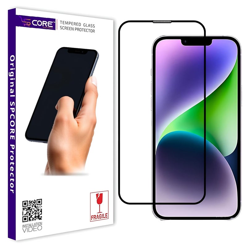 SPCORE Tempered Glass Screen Protector Compatible For iPhone 14 Plus and iPhone 13 Pro Max (6.7 Inch) with Edge to Edge Coverage and Easy Installation Kit (Black) - Image 1