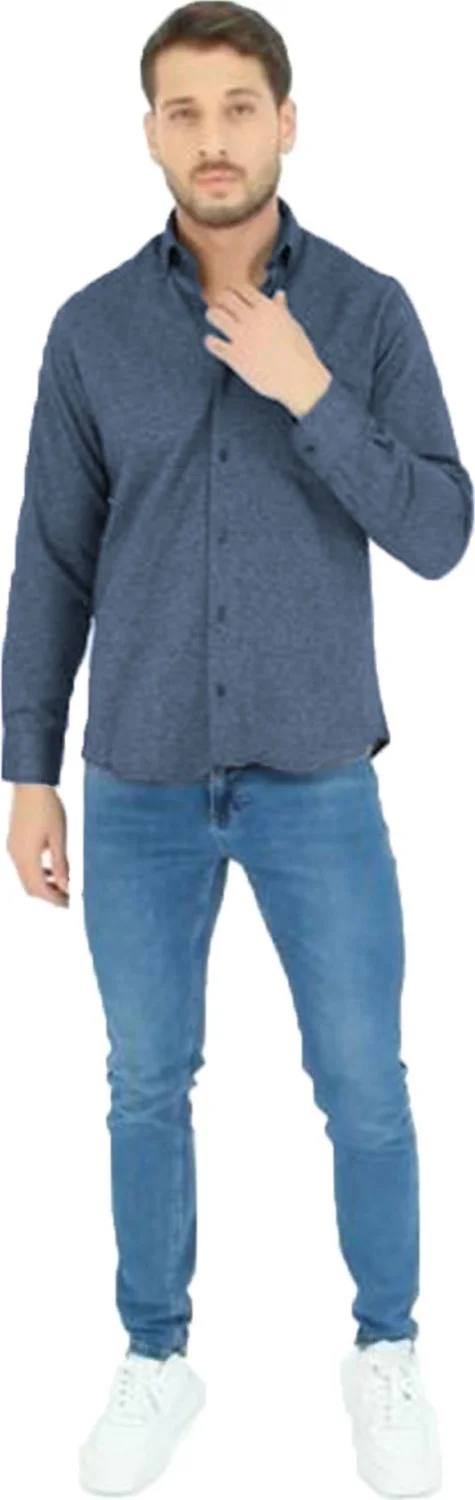 فاريتا Men's Blue Sand Cut Collar Buttoned Shirt