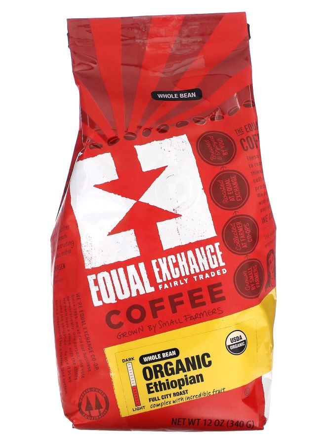 Equal Exchange Organic Coffee Ethiopian Whole Bean Full City Roast 12 oz (340 g)