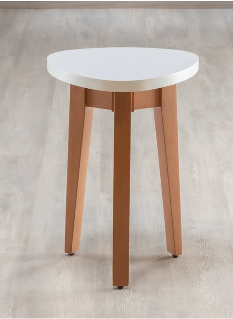 Side Table White Oval With Beige legs MDF  40L x 55H x 40W.