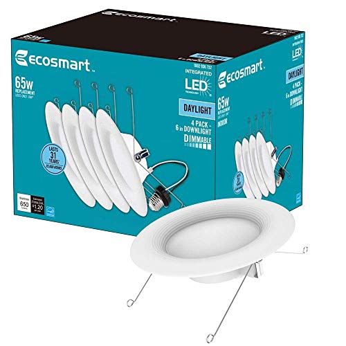 EcoSmart 5/6 in. Daylight Integrated LED Recessed Trim (4-Pack) - Image 1