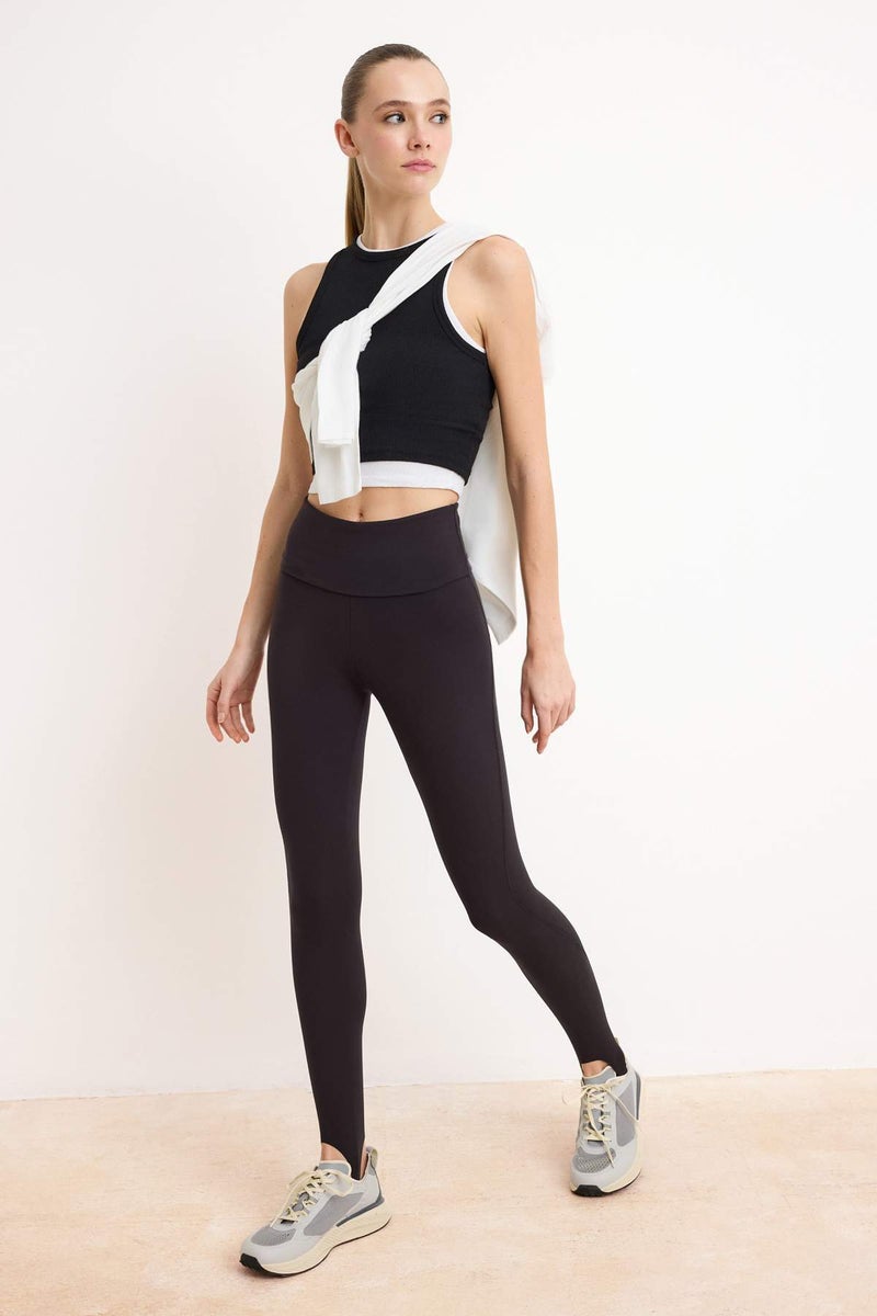 trendyol Black Füzo Waist Folded Brushed Soft Fabric Sports Leggings Thmss26Ty00012 - Image 4
