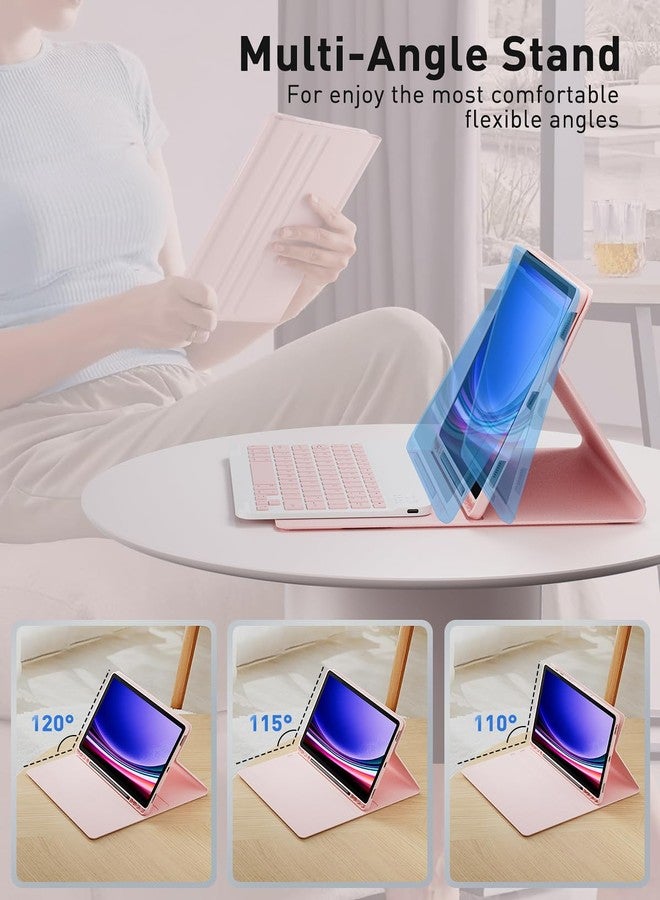 TUNKARMOR for iPad Air 13 inch (M2-2024, M3-2025) Case Keyboard and iPad Pro 12.9 inch (6th, 5th, 4th, 3rd Gen) Keyboard Case Built-in Pencil Holder with Mouse - Pink - Image 4