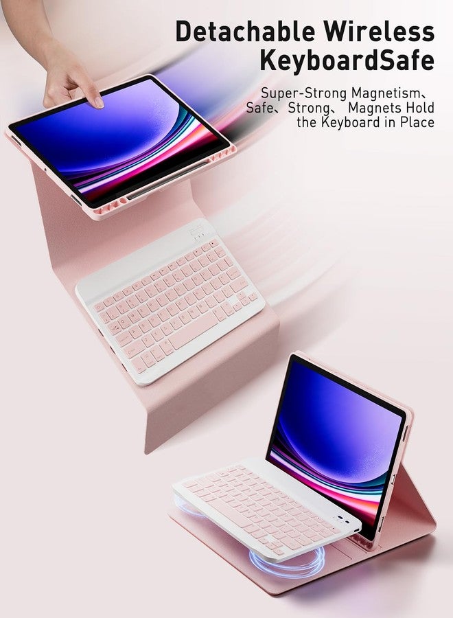 TUNKARMOR for iPad Air 13 inch (M2-2024, M3-2025) Case Keyboard and iPad Pro 12.9 inch (6th, 5th, 4th, 3rd Gen) Keyboard Case Built-in Pencil Holder with Mouse - Pink - Image 3
