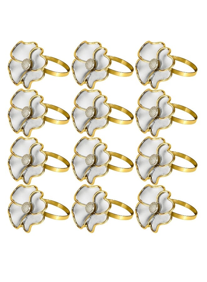 Flower Napkin Rings Elegant Napkin Holders for Paper Napkins and Table Cloths for Casual Dinner  Thanksgiving Decorations Non-Rust Gold Set of 12 - Image 1