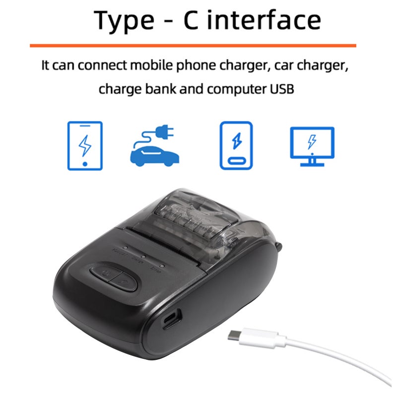 Mini Thermal Printer: 58mm Black 230g Portable - 203dpi 70mm/s High Efficiency Wireless Printer for Supermarkets Restaurants Retail Stores - Image 2