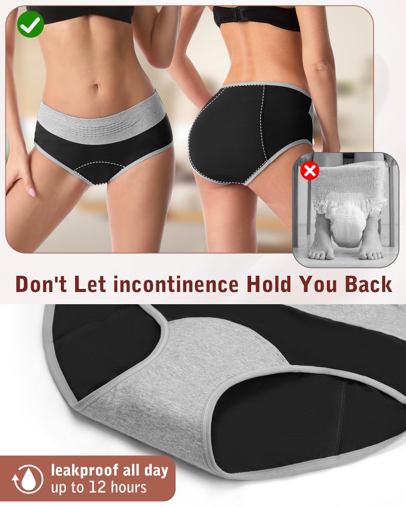 IGOLUMON Period Underwear for Women, Leak-Proof Incontinence & Postpartum Panties, Heavy Flow Protection with Graphene Core - Image 3