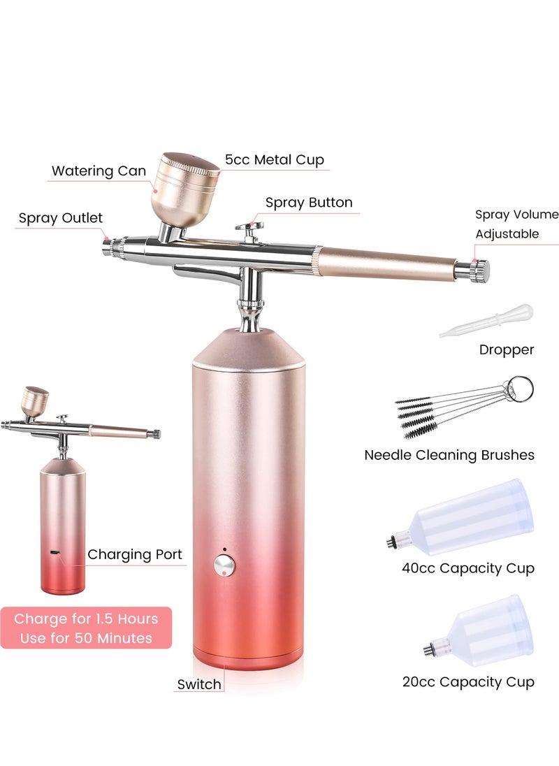 SYOSI Cordless Airbrush Kit, Portable Mini Air Brush Gun Handheld Rechargeable Painting Kit with 2 Cups with Compressor Nano Spray Instrument for Makeup, Decorating, Model Coloring, Nail Art, Tattoo, Art  - Image 4